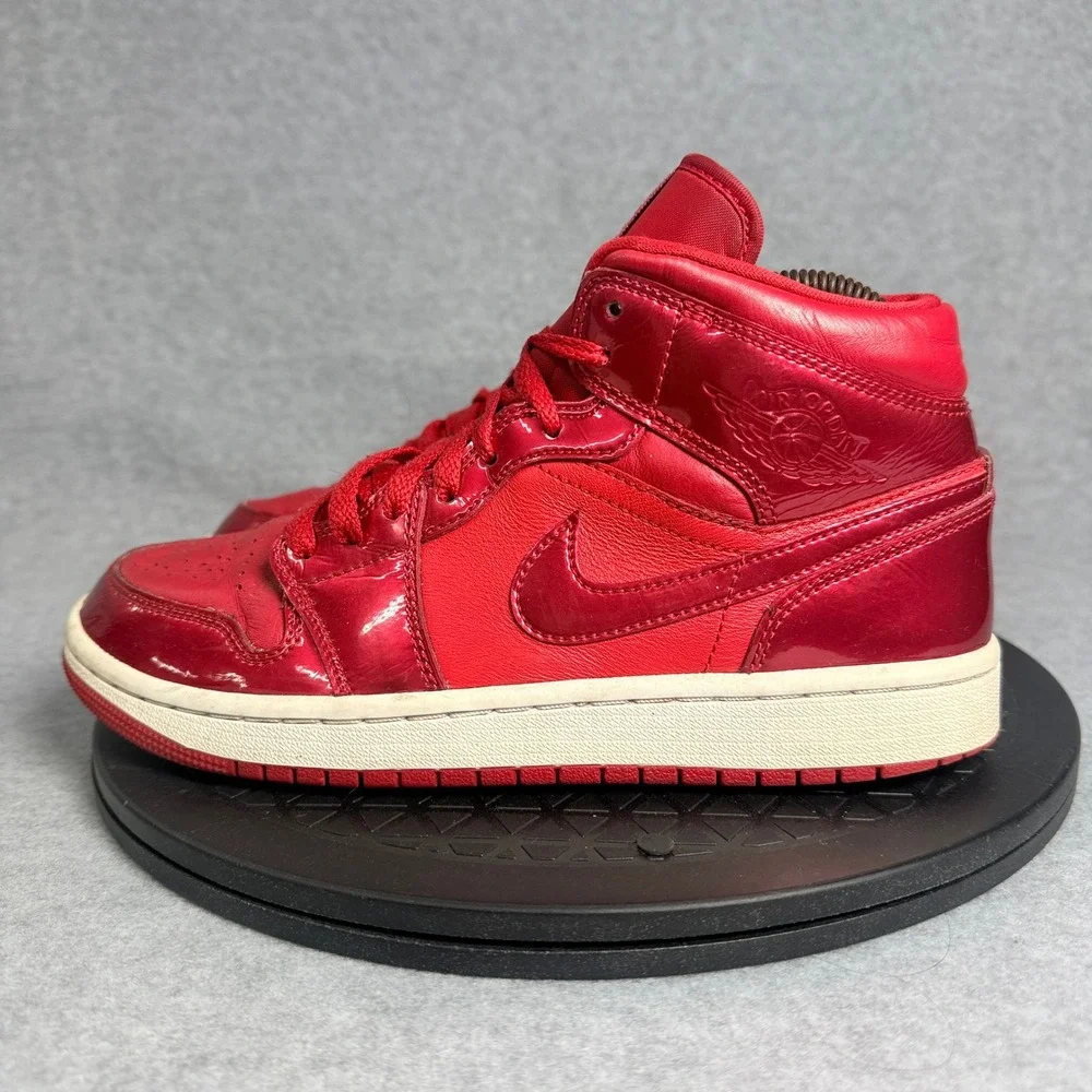 Nike Air Jordan 1 Mid Pomegranate Red Patent Leather DH5894-600 Mens 7.5